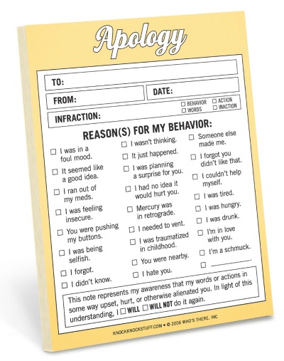 apology notepad