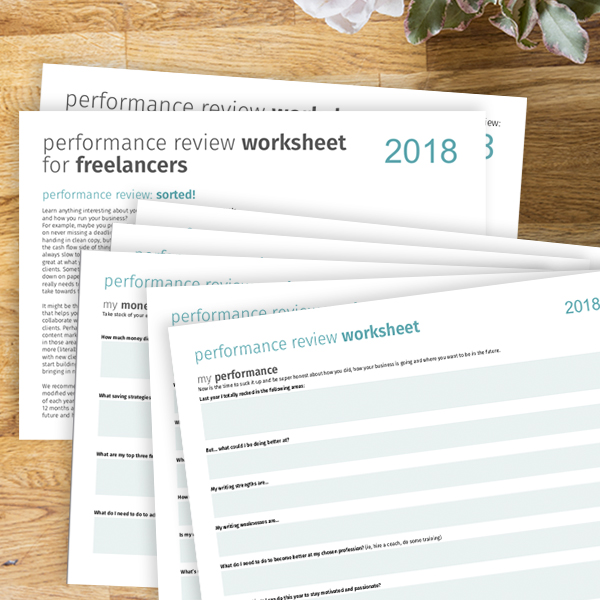 Worksheet for freelancers needing a performance review