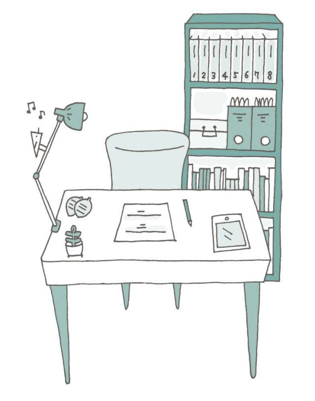 illustration of a tidy desk and home office