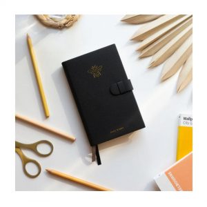 Black diary with gold bee emboss