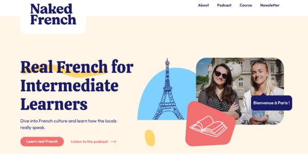 Screenshot of the Naked French website