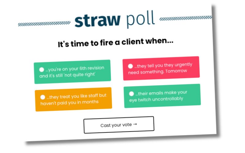 Example of a Straw poll from The Wrap-Up newsletter, in a post on how Rachel Smith has devised a 2-hour newsletter writing process