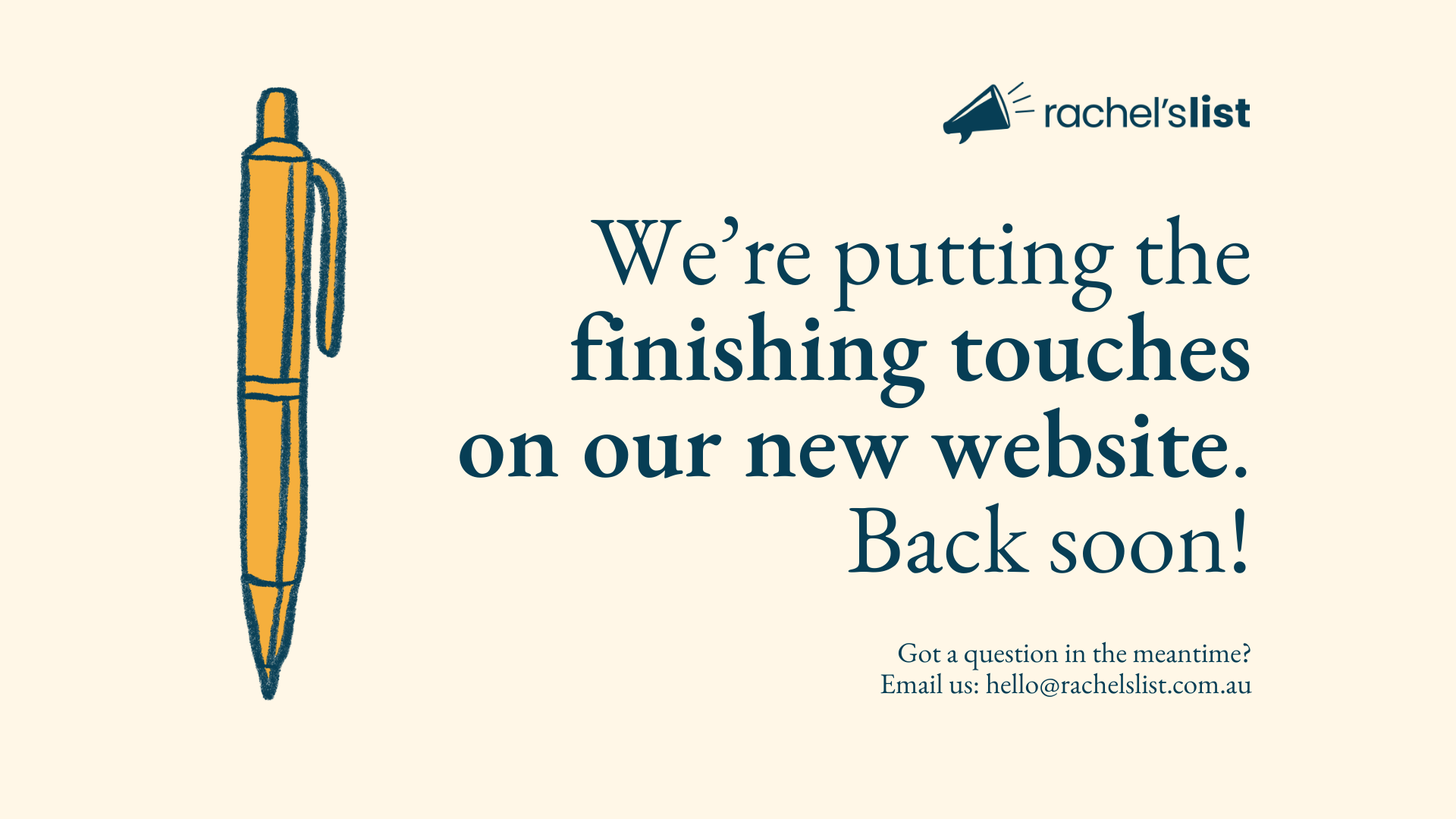 Rachel's List - Finishing touches on our new website. Back soon!