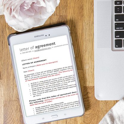 Freelancer letter of agreement ipad